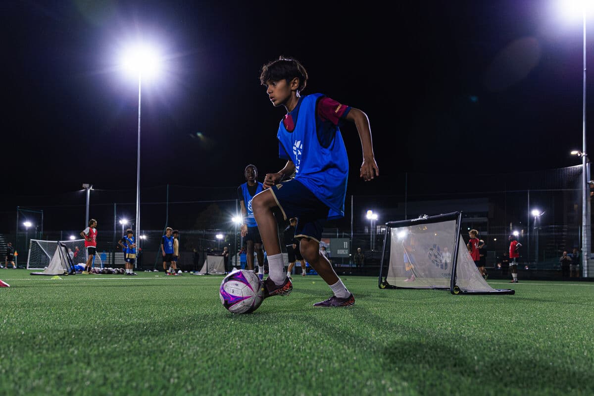 An E-PPRO player controlling the ball on the move