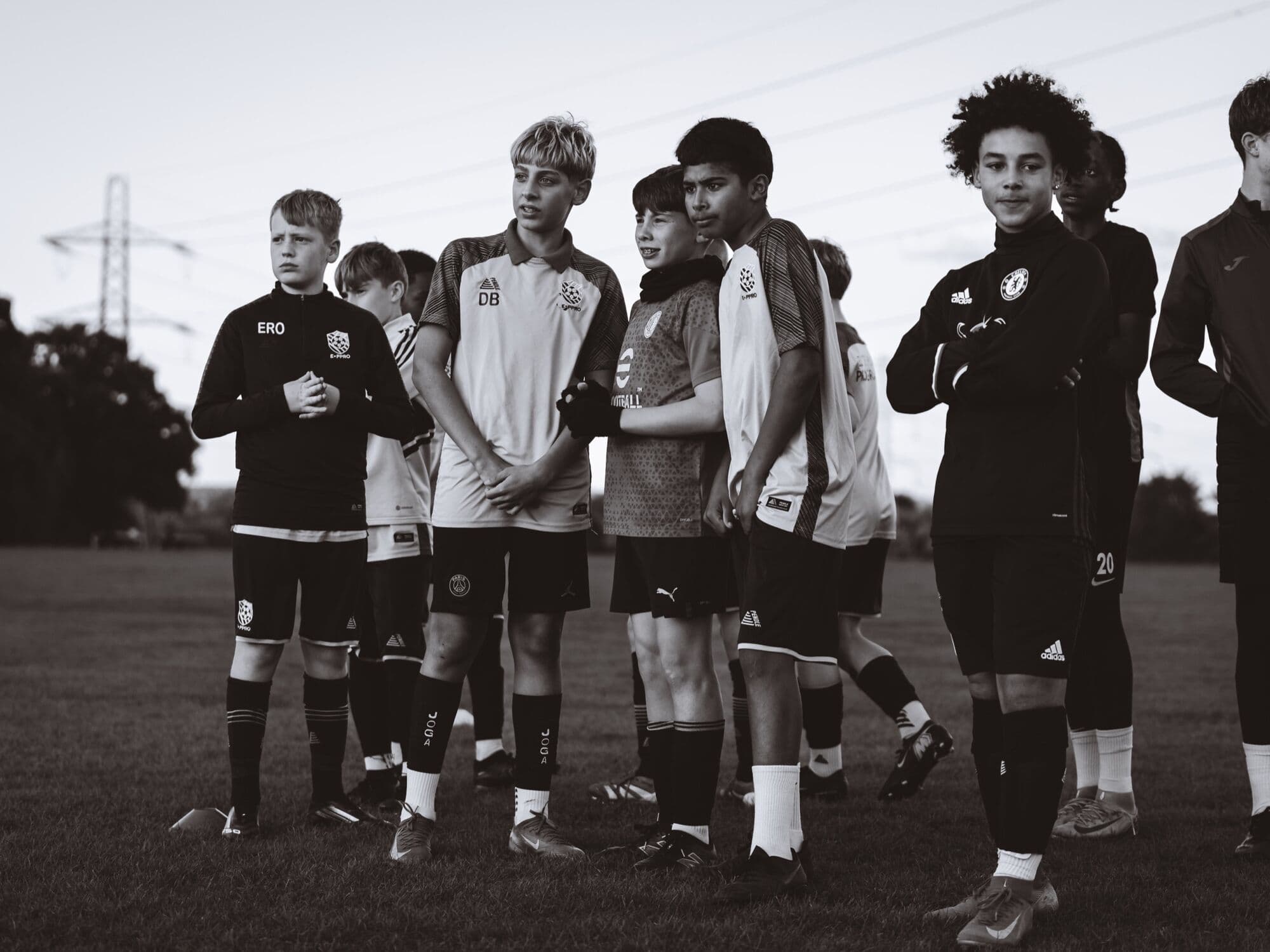 E-PPRO players lined up on the pitch at a Talent ID session